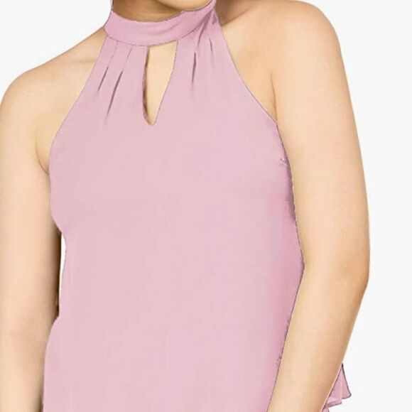 Bar III keyhole cold shoulder blouse, pink - Picture 1 of 7